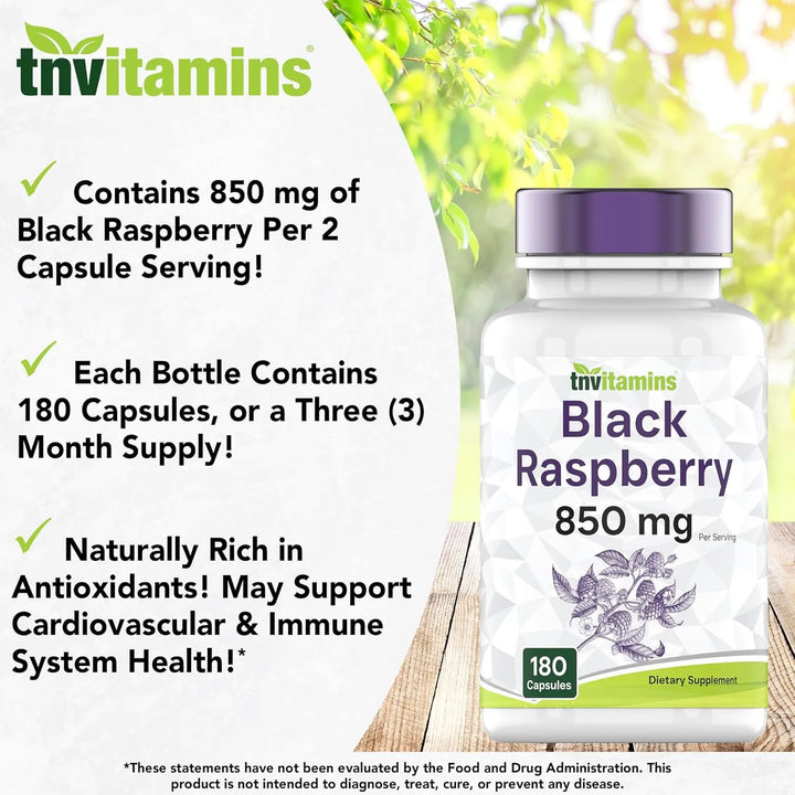Cápsulas De Frambuesa Negra 850 Mg 180 Unidades Antioxidante - Imagen 3