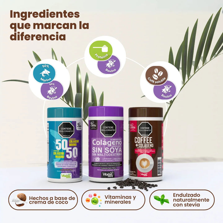 Kit Vitaliah: Colágeno Hidrolizado Vainilla + Coffee + Marino/bovino - Imagen 3