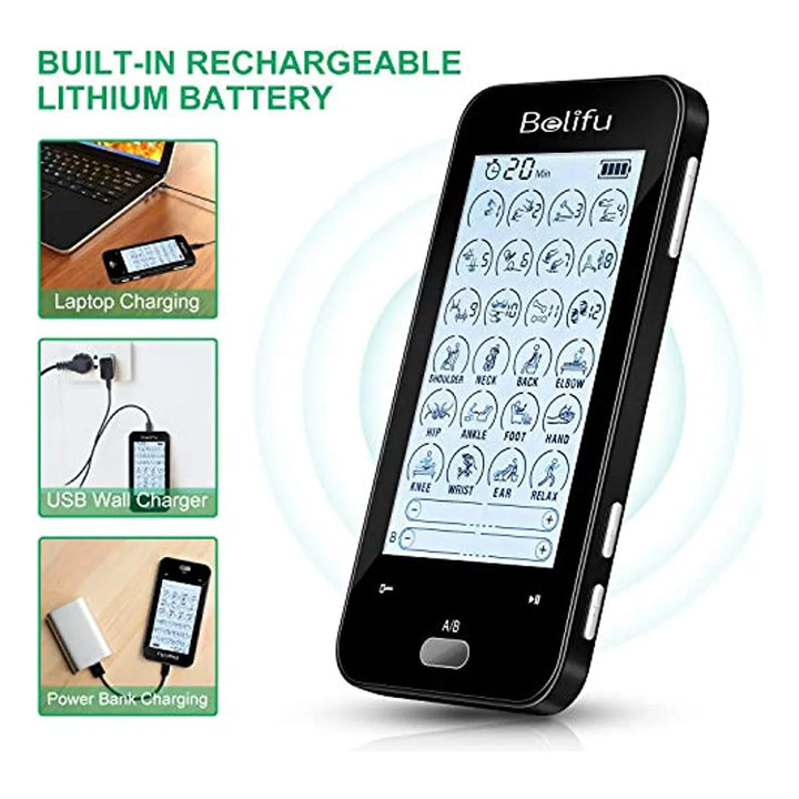 Belifu Dual Channel Tens Ems Unit 24 Modos Estimulador Muscu - Imagen 2