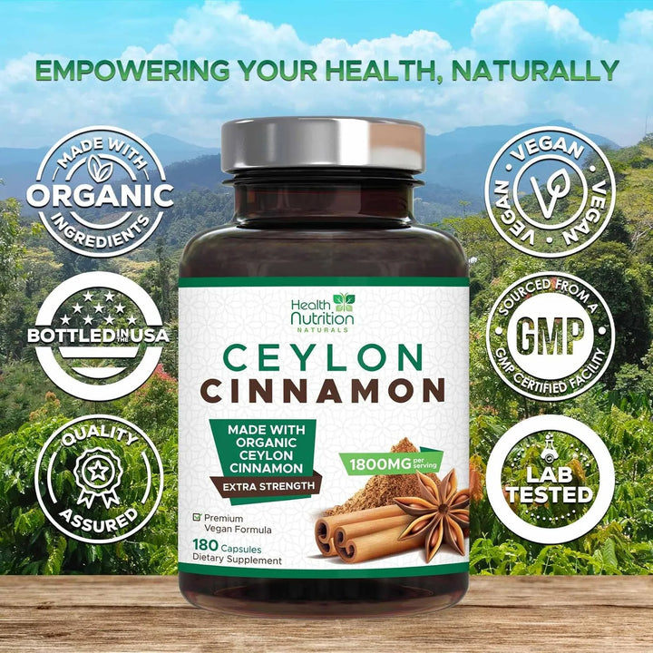 Cápsulas De Canela Orgánica 1800 Mg Pura De Ceilán Antioxida - Imagen 4