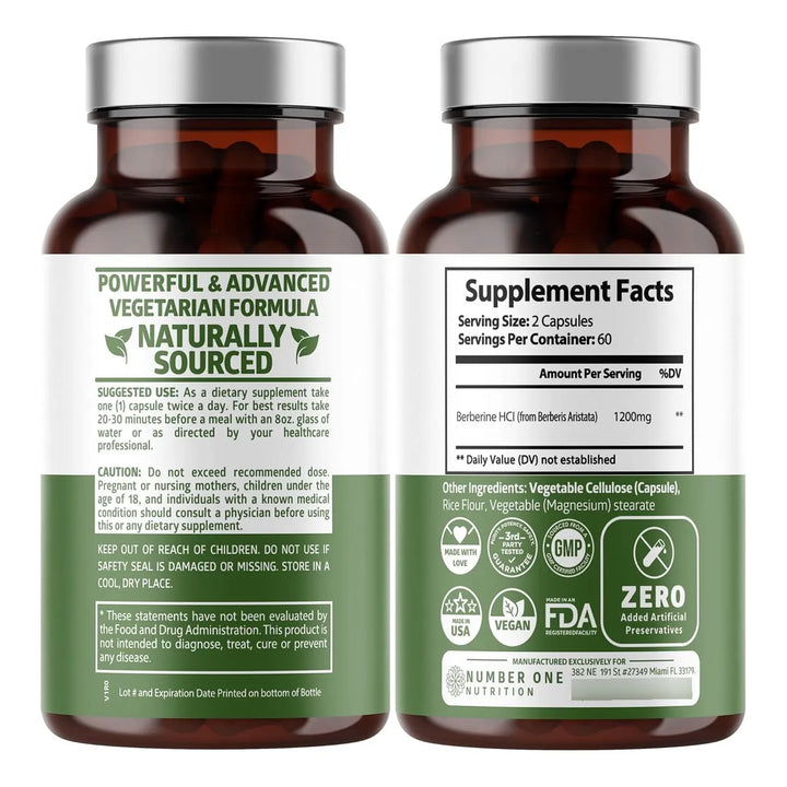 Berberina Premium 1200 Mg 120 Cápsulas Apoyo Antienvejecimie - Imagen 1