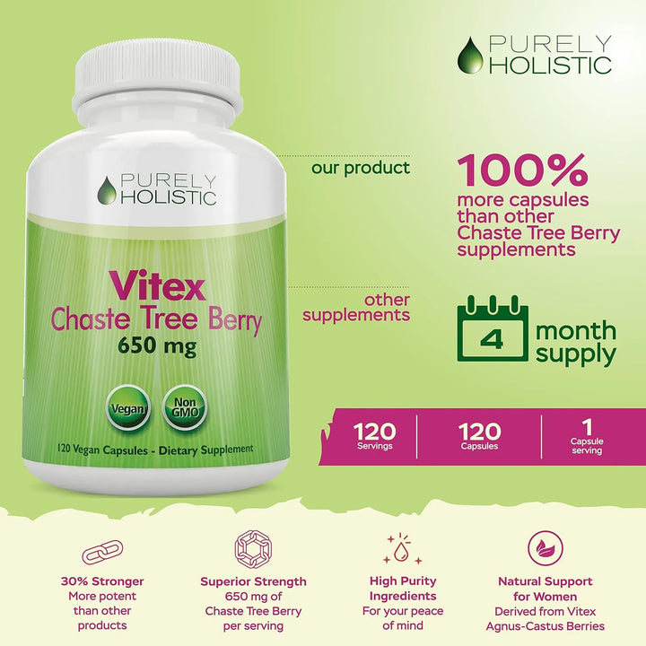 Cápsulas De Chasteberry 650mg 120 Unidades Equilibrio Hormon - Imagen 2