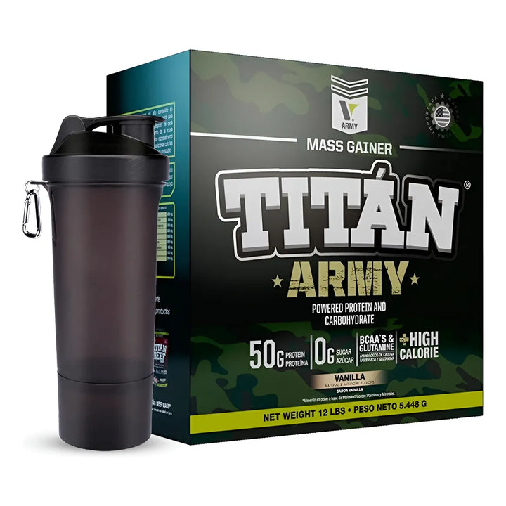 Titan Army Proteina 12 Libras Hipercalorica  Bcaa +regalo Vainilla - Imagen 1