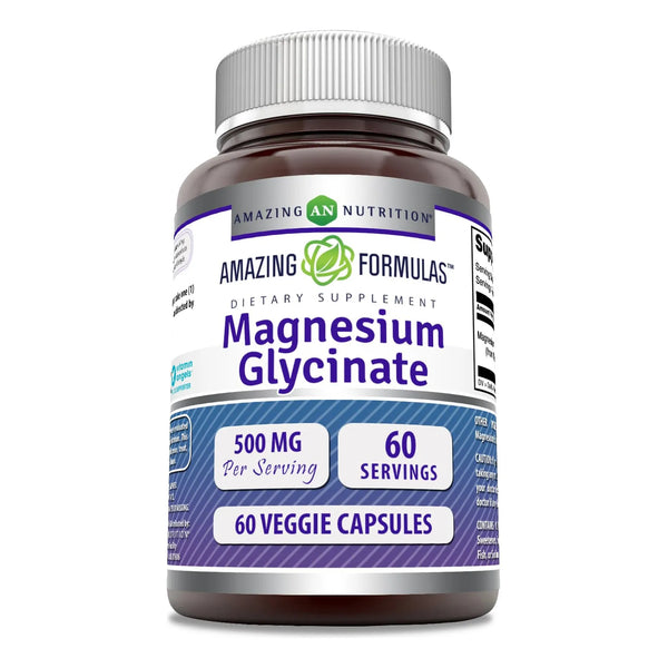 Amazing Formulas Glicinato De Magnesio 500 Mg 60 Capsulas Vegetales Sin Gluten