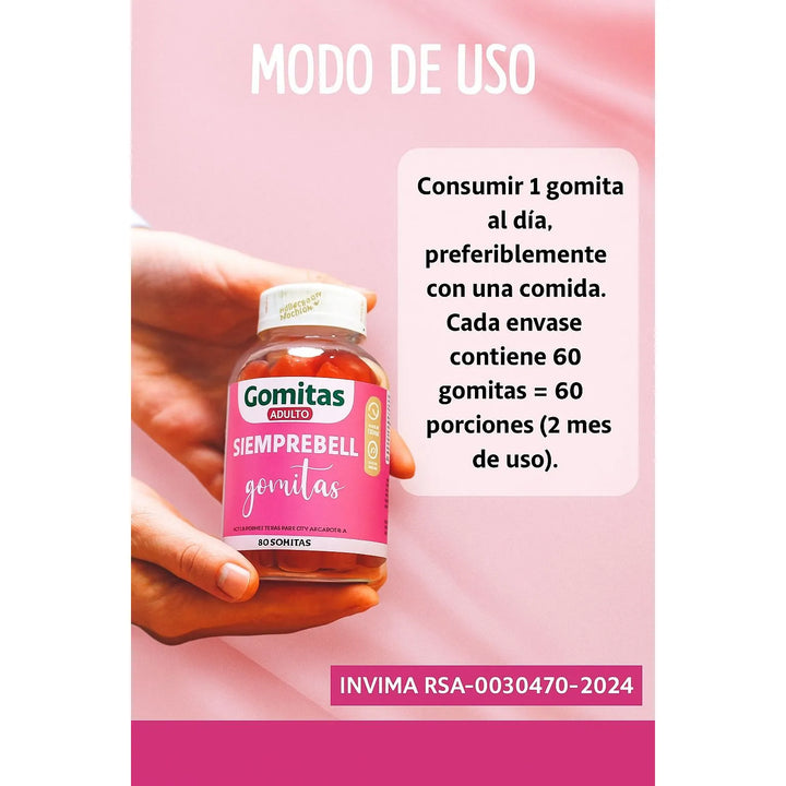 Gomas Para Aumento Y Tonificación De Glúteos Siemprebell Con Invima Aguaje Fenogreco Maca Roja 60und - Imagen 7