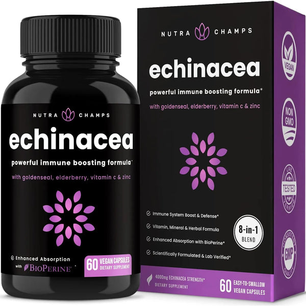 Cápsulas De Equinácea 1000 Mg Con Vitamina C Zinc Jengibre S - Imagen 1