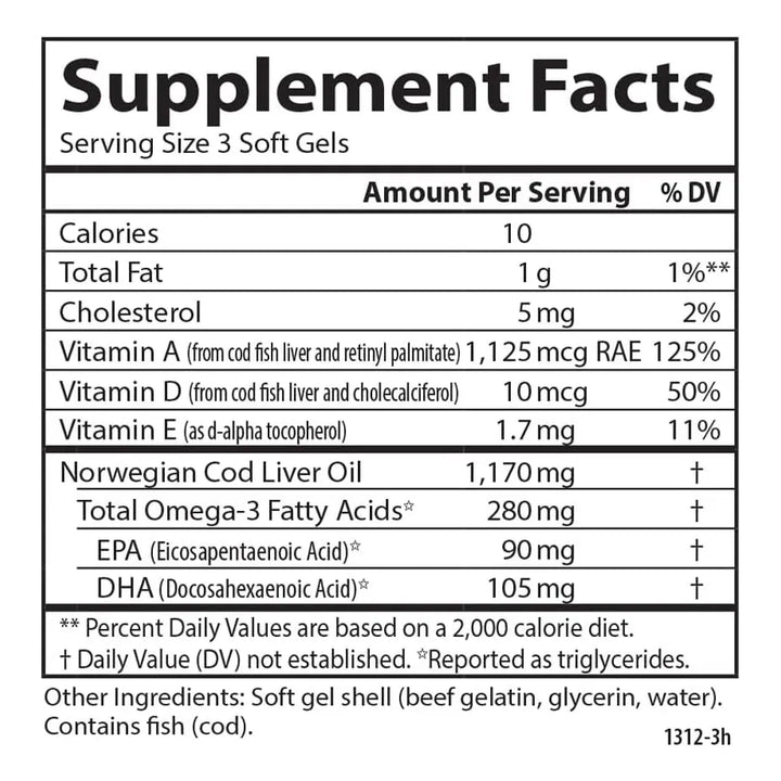 Aceite De Hígado De Bacalao 280 Mg Omega 3 Vitaminas A D3 25 - Imagen 4