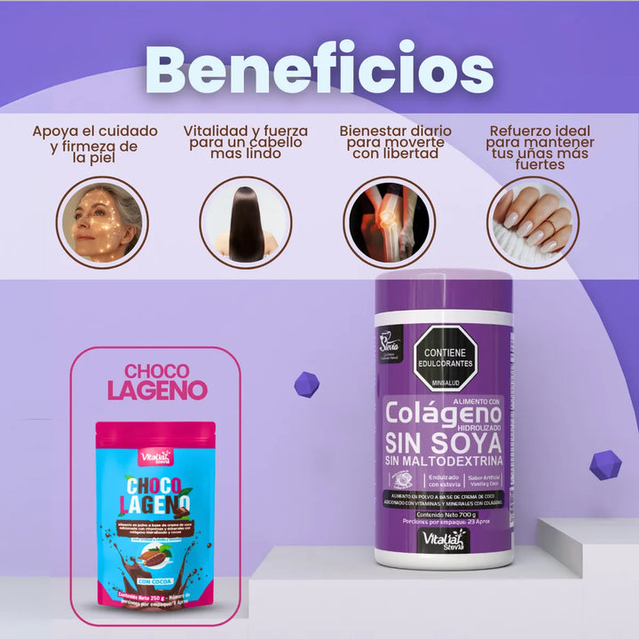 Kit Colágeno Hidrolizado Vitaliah Vainilla X1 + Doypack Chocolágeno - Imagen 2