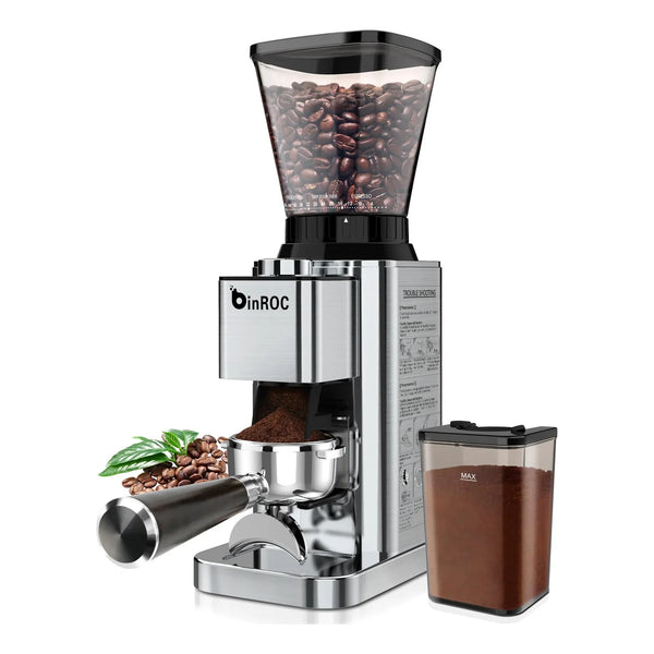 Molinillo De Café Eléctrico Cónico Ajustable 48 Configuraciones Temporizador Precisión