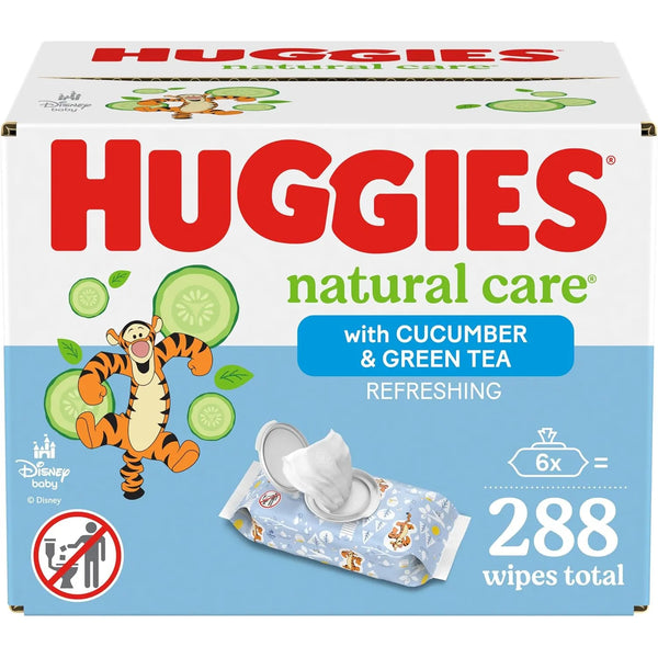 Toallitas Huggies Natural Care Hipoalergenicas 288 Unidades Suaves Y Refrescantes