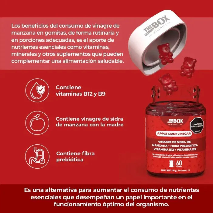 Gomitas The Gummy Box Quemador Grasa Green Fit Vinagre Sidra Mango Biche Y Vinagre De Manzana - Imagen 2