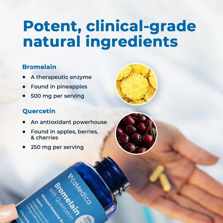 Bromelina 500 Mg Quercetina 250 Mg Inmunidad Soporte Articul - Imagen 4