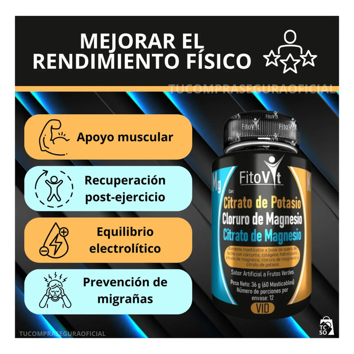 Citrato De Potasio Cloruro De Magnesio Y Citrato De Magnesio Original Fitovit Frutos Verdes - Imagen 3