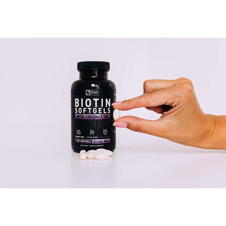 Biotina 10000 Mcg Con Aceite De Coco 180 Cápsulas Blandas Ca - Imagen 7
