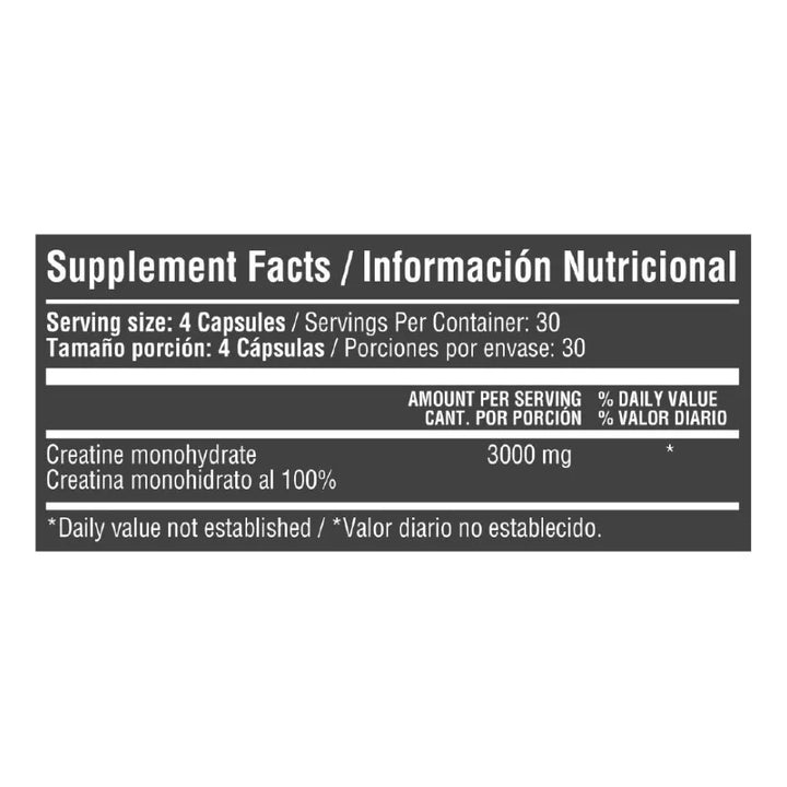Creatina Monohidratada 120 Capsulas 3 Grms X Servicio De 4 C Sin Sabor - Imagen 2