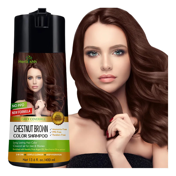 Herbishh Champu De Color Para Cabello Gris Cobertura Instantanea Y Nutricion Profunda