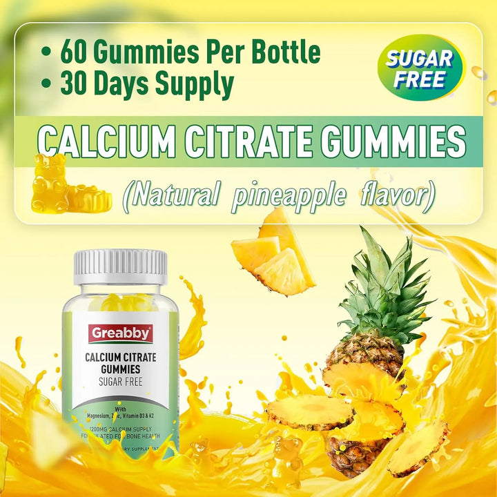 Gomitas De Citrato De Calcio 1200 Mg Sabor Piña Con Vitamina - Imagen 3