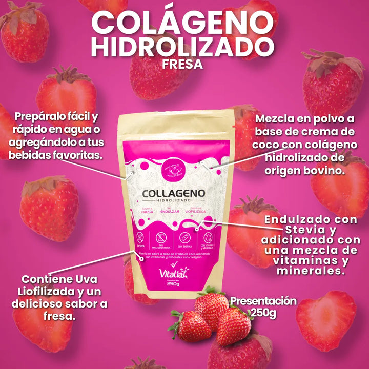 Colágeno Hidrolizado Fresa Vitaliah Doypack 250g - Imagen 8