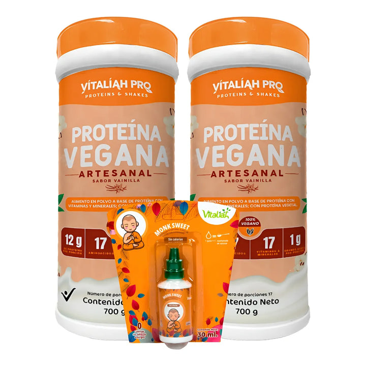 Proteína Vegana Artesanal Vitaliah X2 + Gotero Monk 30ml - Imagen 1