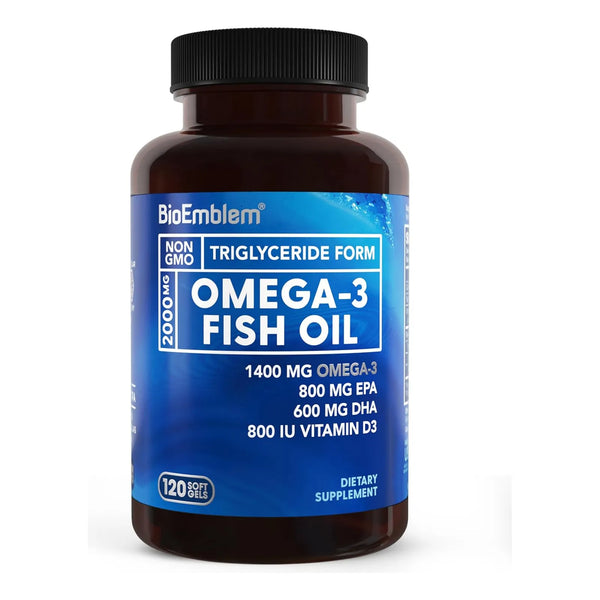 Aceite De Pescado Omega 3 2000 Mg Cápsulas Pequeñas Alta Absorción BioEmblem