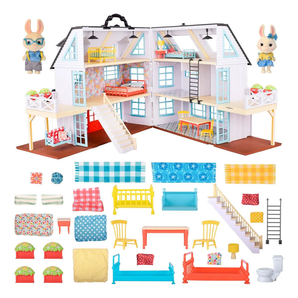 Casa De Muñecas Honey Bee Acres Buzzby Farmhouse Con 49 Accesorios Y Figuras Articuladas