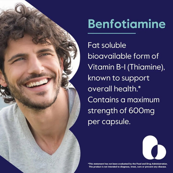 Benfotiamina Ultra 600 Mg 60 Cápsulas Sin Estearatos Máxima - Imagen 2