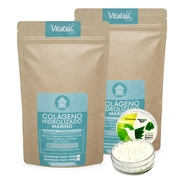 Colágeno Marino Puro Vitaliah X2 + Mentas De Stevia - Imagen 1