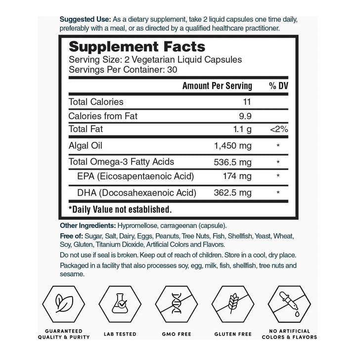 Cápsulas Líquidas Omega 3 A Base De Plantas 60 Unidades - Imagen 5
