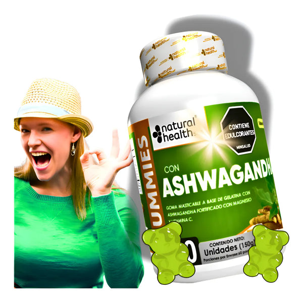 Ashwagandha Gomita Goma Organica Magnesio Vitamina C Invima Estres Cortisol Original Himalaya Sin Sabor - Imagen 1