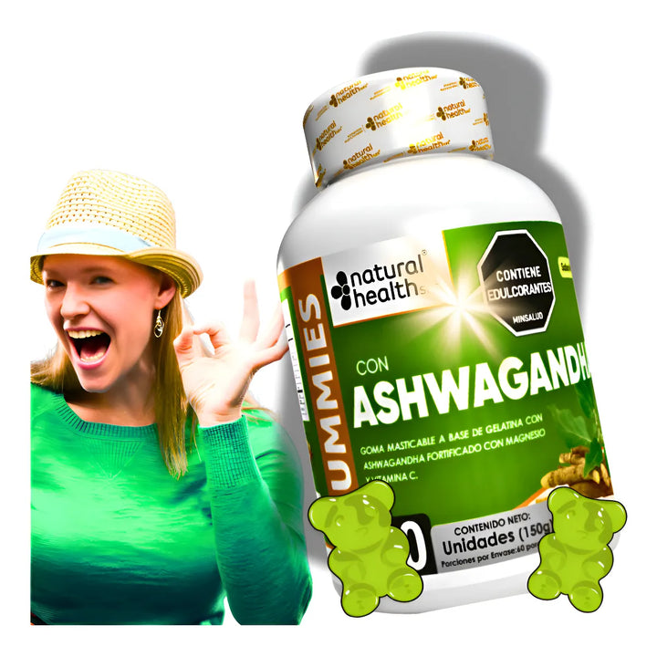 Ashwagandha Gomita Goma Organica Magnesio Vitamina C Invima Estres Cortisol Original Himalaya Sin Sabor - Imagen 1