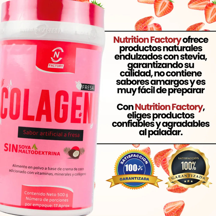 Colágeno Hidrolizado Fresa Nutrition Factory 500g - Imagen 8