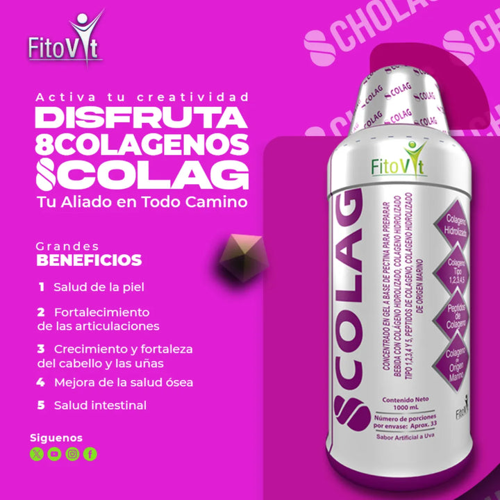 8 Colágenos Concentrados Péptidos De Colágeno Marino 1000ml Uva - Imagen 8