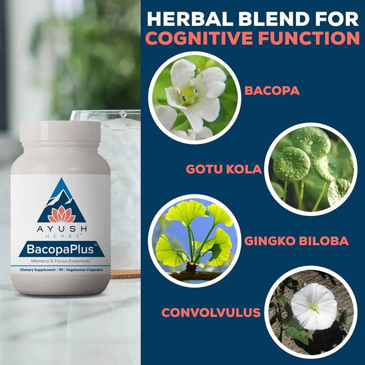 Bacopa Plus Ginkgo Biloba Apoyo Memoria Sistema Nervioso 90 - Imagen 4
