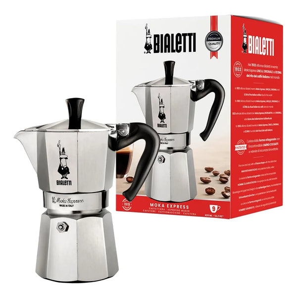 Máquina De Café Moka Pot 9 Tazas Aluminio Bialetti Café Espresso Italiano
