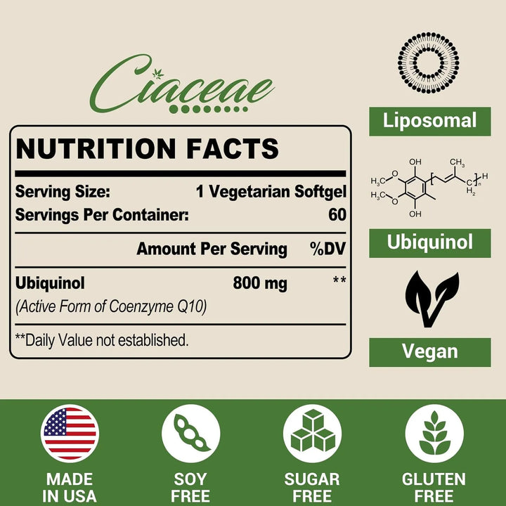 Liposomal Coq10 800 Mg Ubiquinol Softgel Absorción Máxima An - Imagen 2