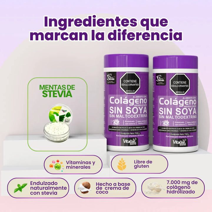 Combo X2 Colágeno Hidrolizado Vainilla Vitaliah + Mentas Naturales - Imagen 5