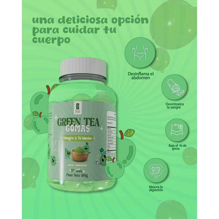 Gomas Te Verde Quemador De Gras Manzana - Imagen 3