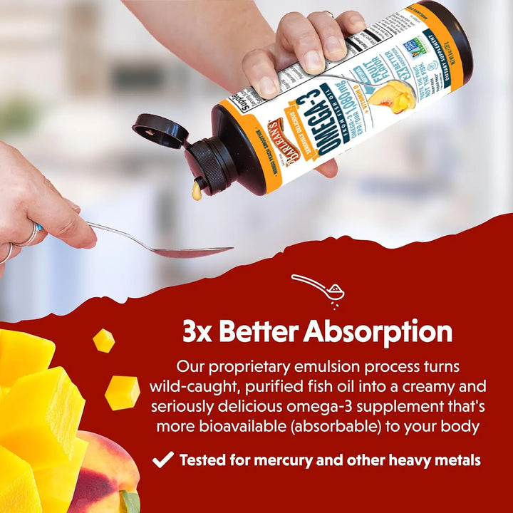 Aceite De Pescado Omega Orgánico Flavored 473 Ml 16 Oz - Imagen 4