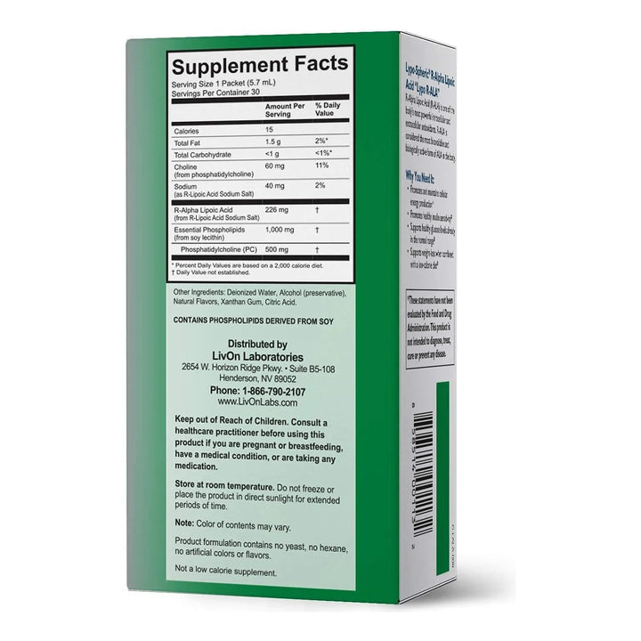 Ácido Lipoesférico R-alfa Lipoico 30 Paquetes 226 Mg Cada Un - Imagen 8