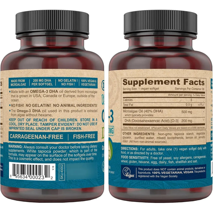 Cápsulas Blandas De Aceite De Algas Omega-3 Dha 200 Mg 90 Un - Imagen 2