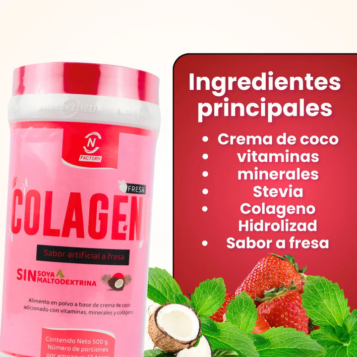 Colágeno Hidrolizado Fresa Nutrition Factory 500g - Imagen 5