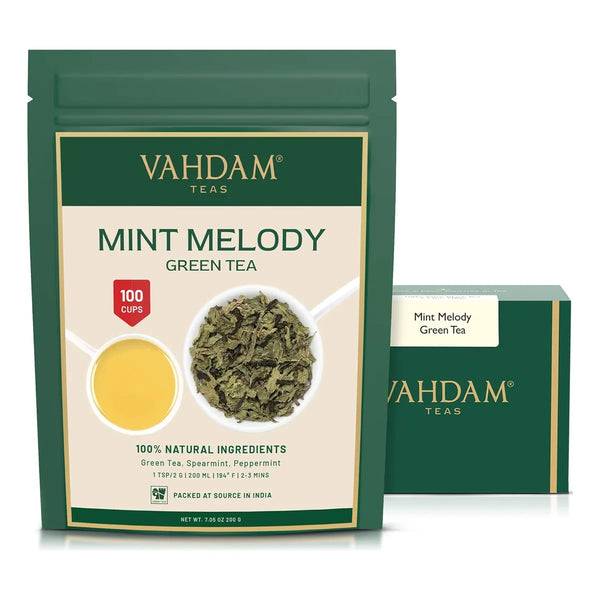 Té Verde Menta Hojas Sueltas Vahdam 100 Tazas Frescura Natural