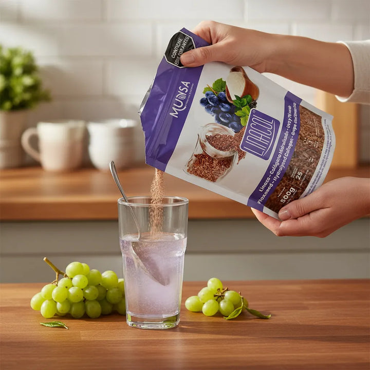 Linacol 500g En Polvo  Fibra + Colágeno Hidrolizado + Uva Y Té Verde | Bienestar Digestivo, Salud Ósea Y Vitalidad - Imagen 5