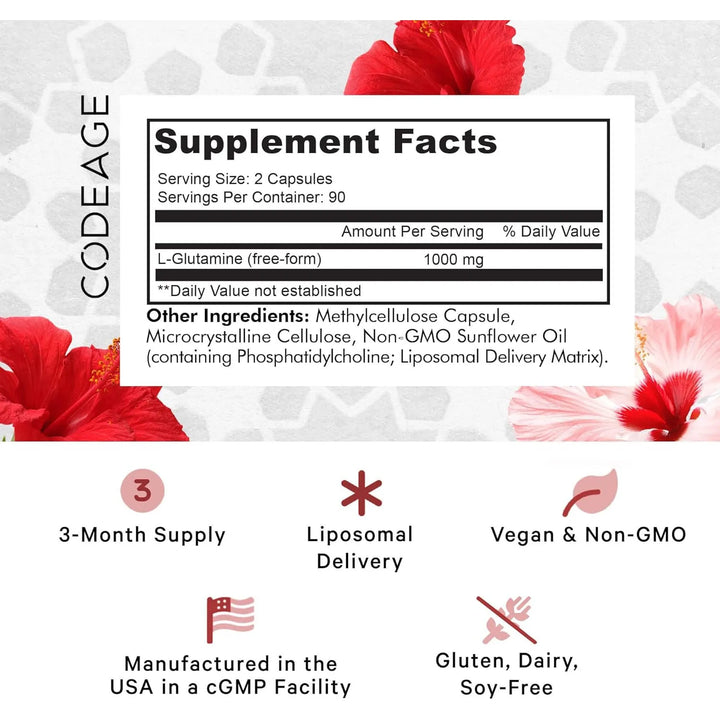 Cápsulas Liposomales De L-glutamina 1000 Mg 90 Cápsulas Para - Imagen 2