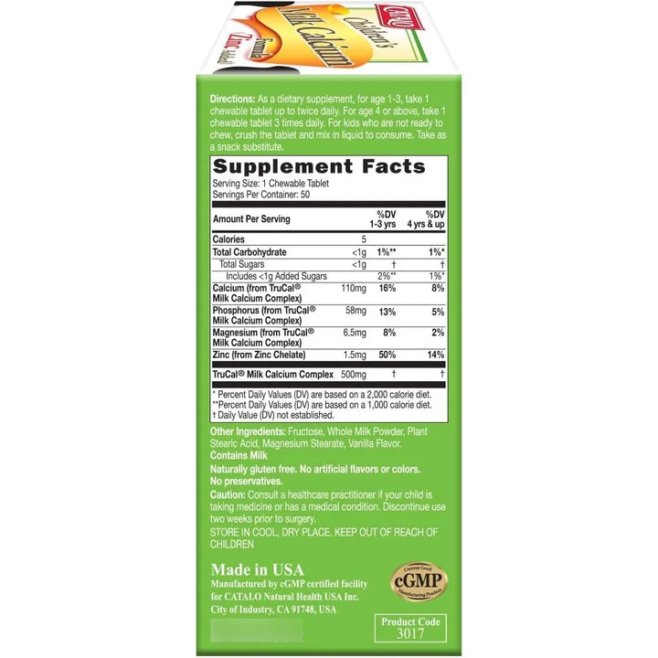 Calcio Leche Masticable Con Zinc 50 Tabletas Oso Crecimiento - Imagen 2