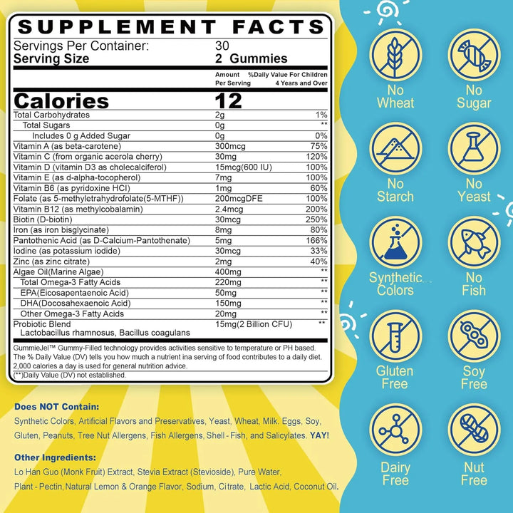 Gomitas Multivitamínicas Infantiles Con Hierro Omega 3 Epa D - Imagen 2