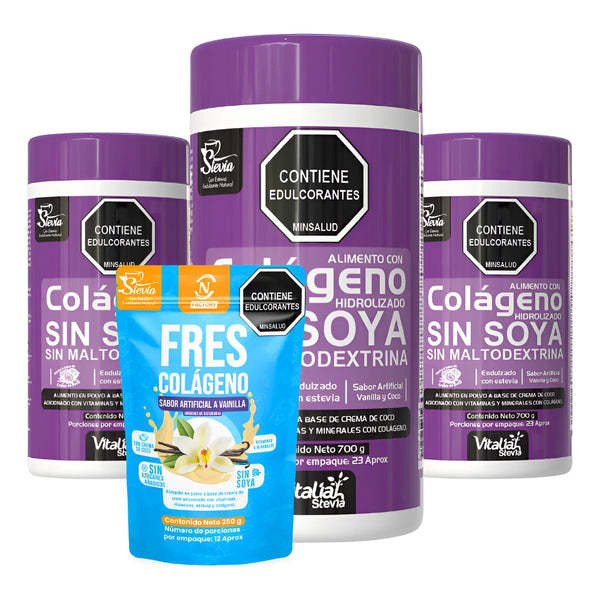 Kit Colágeno Hidrolizado Vitaliah Vainilla X3 + Doypack Vainilla Nf - Imagen 1