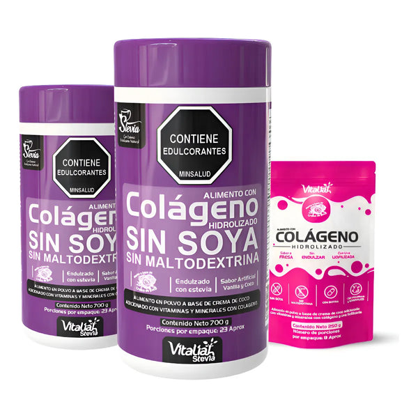 Combo X2 Colágeno Hidrolizado Vainilla Vitaliah + Fresa 250g - Imagen 1