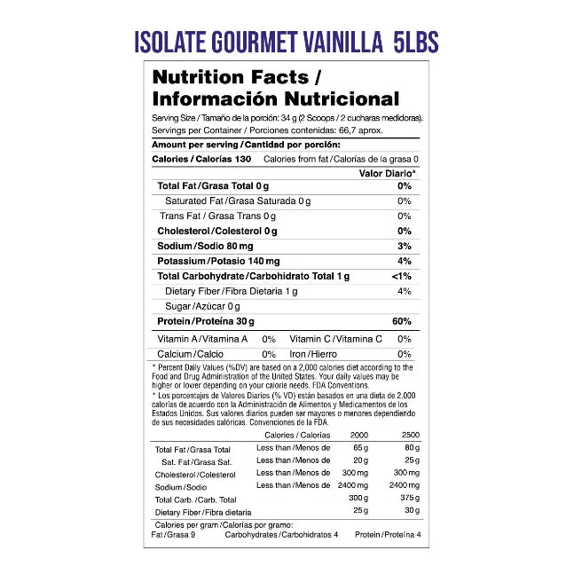 Isolate Gourmet 5lbs Vitanas Vainilla - Imagen 2