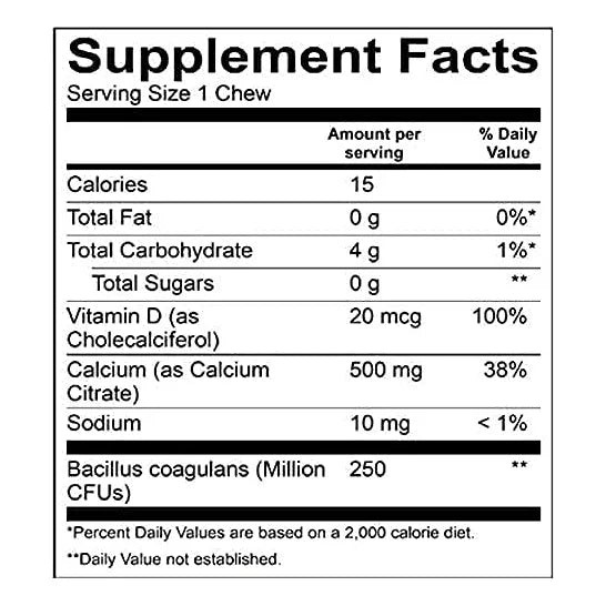 Masticables Suaves De Citrato De Calcio 500 Mg Con Probiótic - Imagen 3